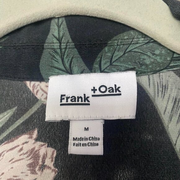 FRANK +OAK 100% Silk Dark Floral Long Sleeves Pj Style Button Front Top Sz M - Picture 7 of 8